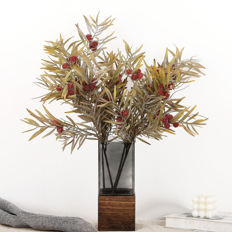 21.6 Inch Artificial Acacia Fruit Branches, Autumn Colors, 6 Stems for Floral Arrangements and Seasonal Decor
