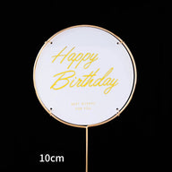 Acrylic & Metal Happy Birthday Cake Topper - Clear Transparent Round Decor for Birthday Party Dessert Table, 3.94" Diameter