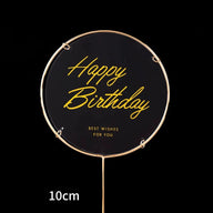 Acrylic & Metal Happy Birthday Cake Topper - Clear Transparent Round Decor for Birthday Party Dessert Table, 3.94" Diameter