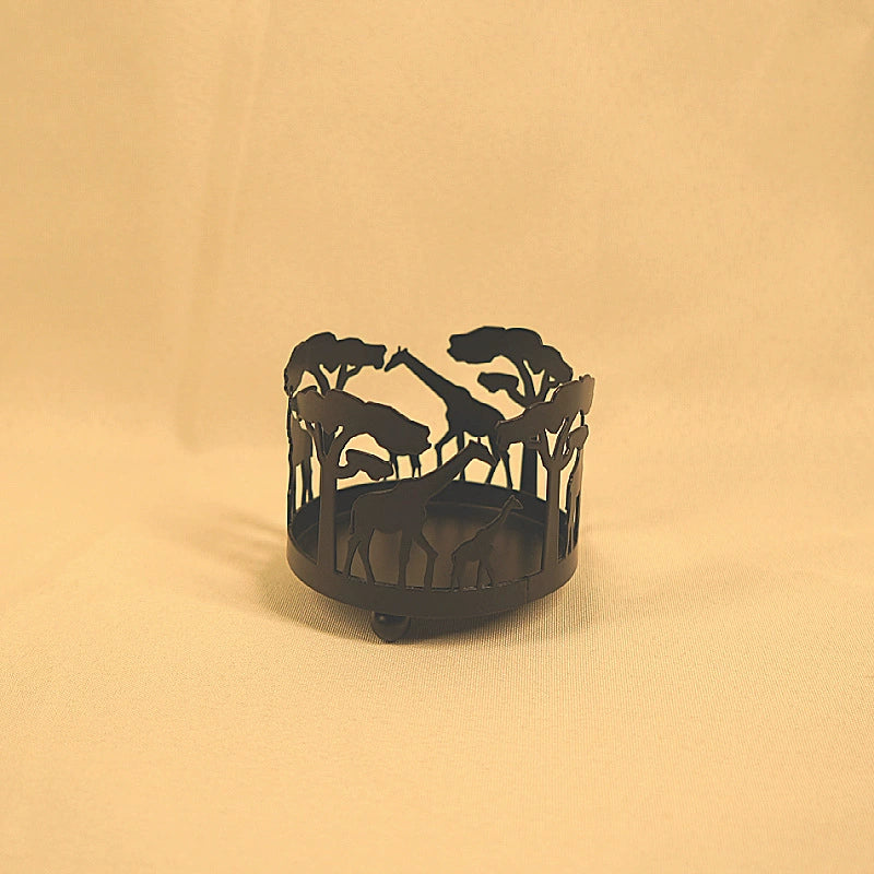 African Safari Animal Silhouette Iron Candle Holder - Home Decor Lantern