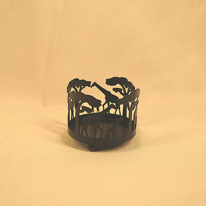African Safari Animal Silhouette Iron Candle Holder - Home Decor Lantern