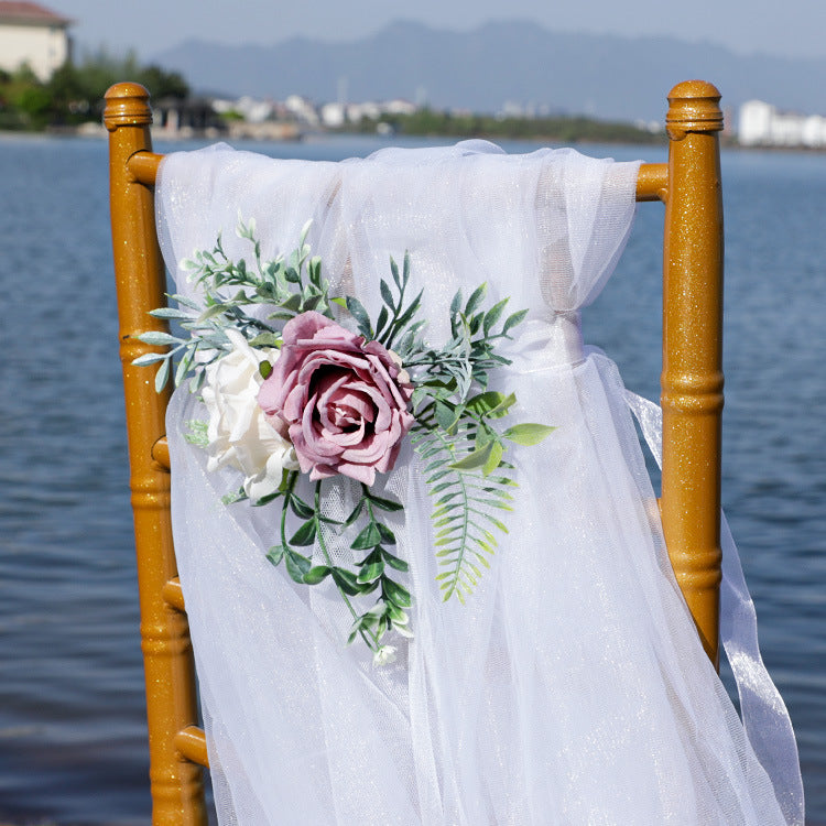 Artificial Rose Flowers 50 Pcs Bulk Wedding Ceremony Aisle Chair Back Floral Decoration