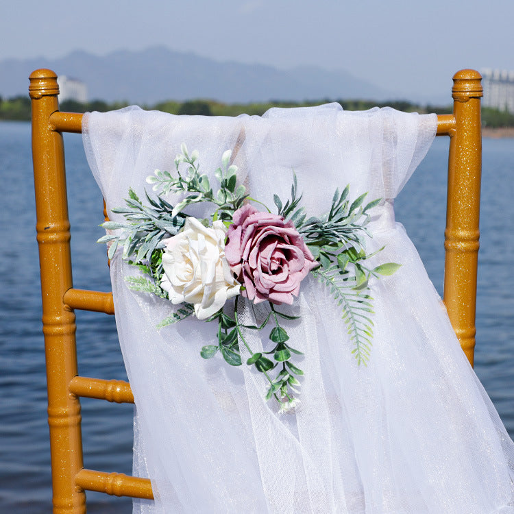 Artificial Rose Flowers 50 Pcs Bulk Wedding Ceremony Aisle Chair Back Floral Decoration