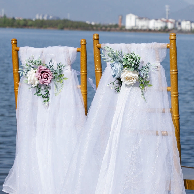 Artificial Rose Flowers 50 Pcs Bulk Wedding Ceremony Aisle Chair Back Floral Decoration
