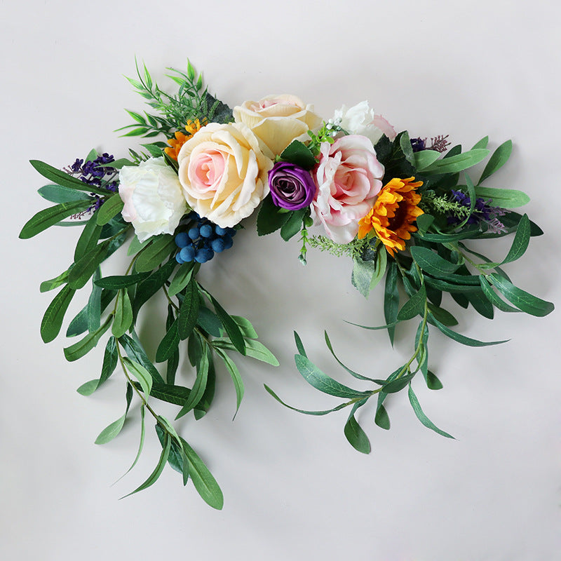 Artificial Flower Aisle Chair Back Decoration Bulk Wedding Ceremony Floral Arrangement