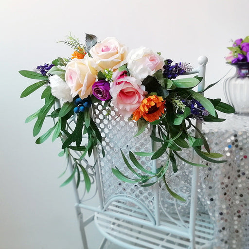 Artificial Flower Aisle Chair Back Decoration Bulk Wedding Ceremony Floral Arrangement