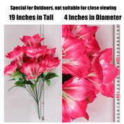 Amaryllis Bush Artificial Flowers 10 Pcs 12 Inch Red Silk Outdoor Christmas Garden Decor