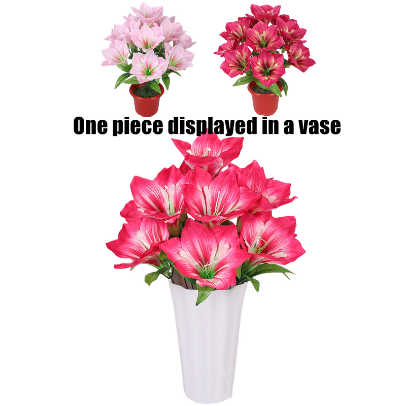 Amaryllis Bush Artificial Flowers 10 Pcs 12 Inch Red Silk Outdoor Christmas Garden Decor