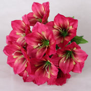 Amaryllis Bush Artificial Flowers 10 Pcs 12 Inch Red Silk Outdoor Christmas Garden Decor