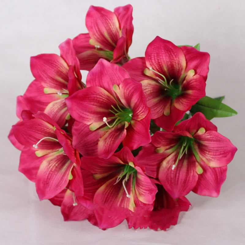Amaryllis Bush Artificial Flowers 10 Pcs 12 Inch Red Silk Outdoor Christmas Garden Decor