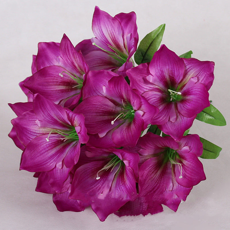 Amaryllis Bush Artificial Flowers 10 Pcs 12 Inch Red Silk Outdoor Christmas Garden Decor