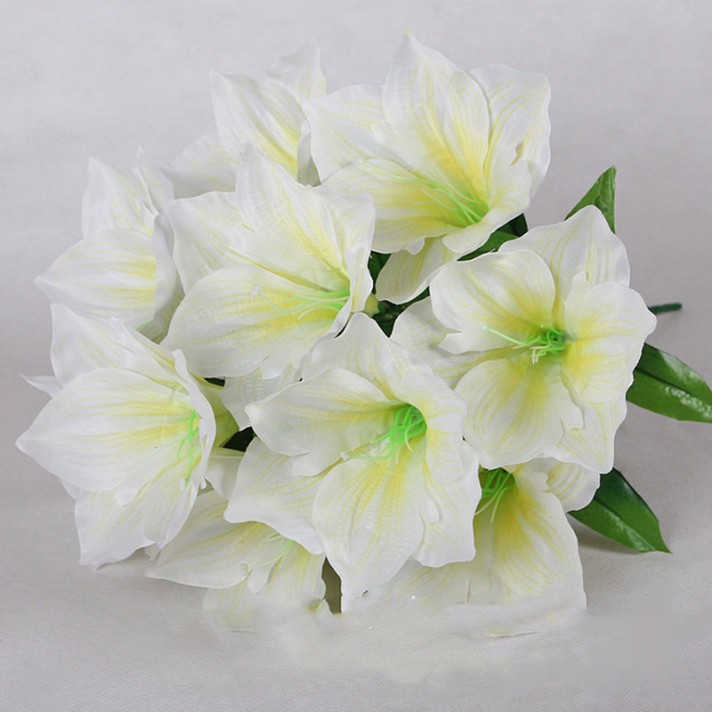Amaryllis Bush Artificial Flowers 10 Pcs 12 Inch Red Silk Outdoor Christmas Garden Decor