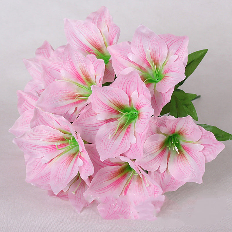 Amaryllis Bush Artificial Flowers 10 Pcs 12 Inch Red Silk Outdoor Christmas Garden Decor