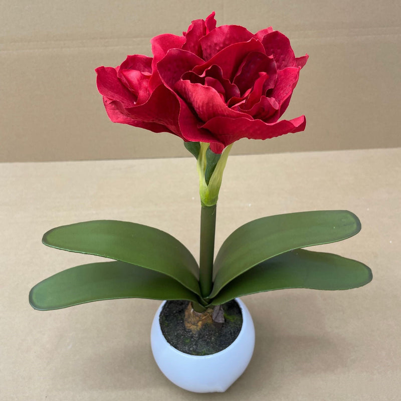 15 Inch Artificial Amaryllis Potted Flowers 1 Pc Holiday Christmas Decoration