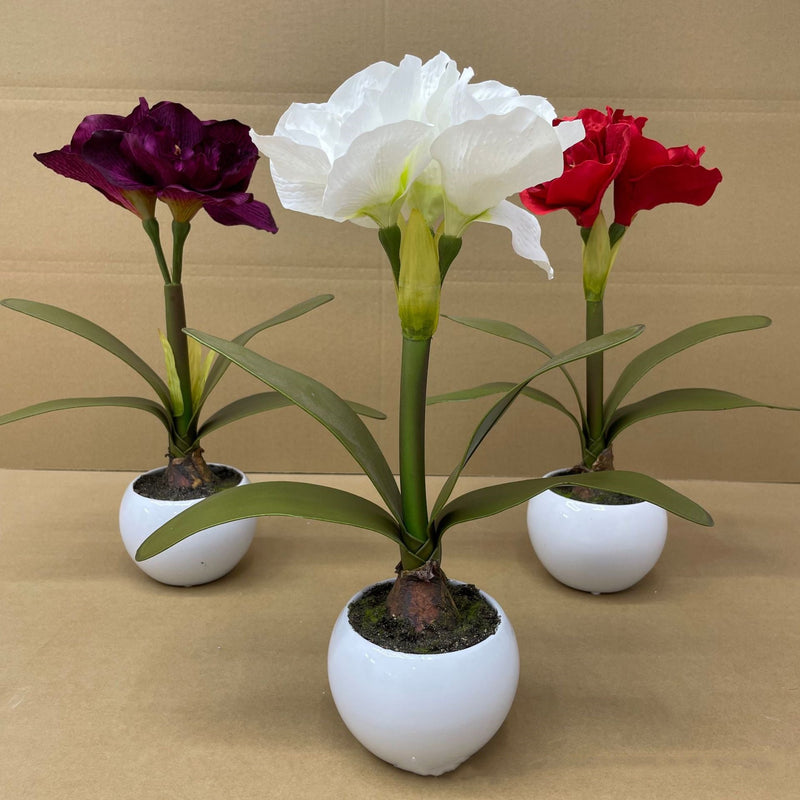 15 Inch Artificial Amaryllis Potted Flowers 1 Pc Holiday Christmas Decoration
