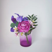 8 Inch Amethyst Artificial Garden Foliage Floral Arrangement in Glass Vase Bulk Set