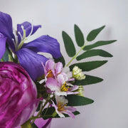 8 Inch Amethyst Artificial Garden Foliage Floral Arrangement in Glass Vase Bulk Set