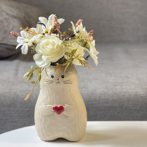 Artificial Cat Planter with Artificial Flowers, Cat-Shaped Pot, Bulk Wholesale for Cat Lovers