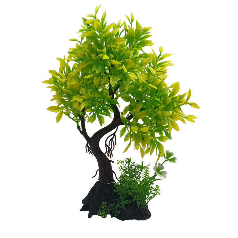 Artificial Aquarium Plants 10 Pcs Green Tree Decorations, 6 Inch, Plastic