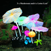 Artificial Mushroom Glow Plants for Fish Tank, 10 Pcs Glowing Effect, Bulk Artificial Aquarium Decor