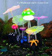 Artificial Mushroom Glow Plants for Fish Tank, 10 Pcs Glowing Effect, Bulk Artificial Aquarium Decor