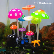 Artificial Mushroom Glow Plants for Fish Tank, 10 Pcs Glowing Effect, Bulk Artificial Aquarium Decor