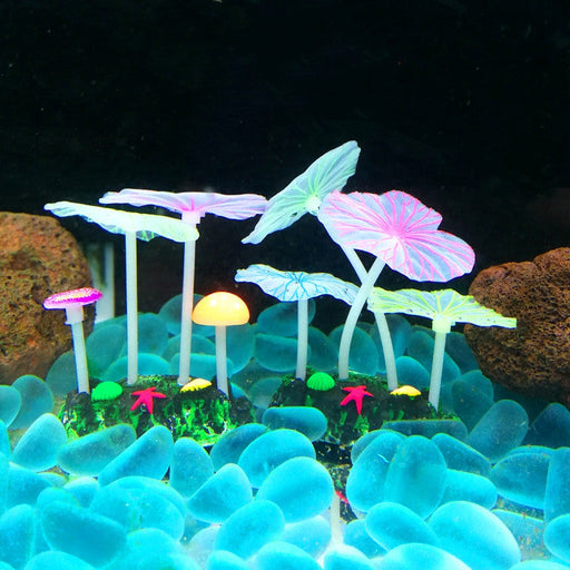 Artificial Mushroom Glow Plants for Fish Tank, 10 Pcs Glowing Effect, Bulk Artificial Aquarium Decor