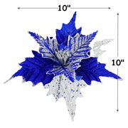 5 Pcs 10 Inch Artificial Poinsettia Stems with Glitter Christmas Flowers Bulk Floral Decorations
