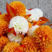 24-Inch Artificial Mum Bouquet with 24 Heads and Vase, UV Resistant Outdoor Memorial Flowers, Bulk Quantity