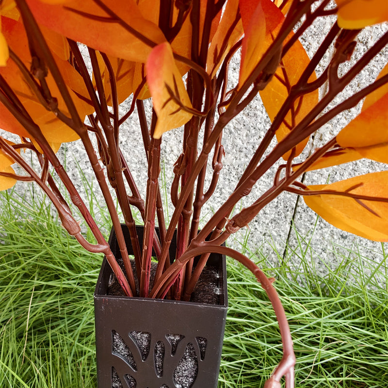 24-Inch Artificial Mum Bouquet with 24 Heads and Vase, UV Resistant Outdoor Memorial Flowers, Bulk Quantity