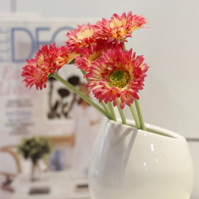 10 Pcs 7.8 Inch Artificial African Gerbera Daisy Stems Silk Flowers Bouquet