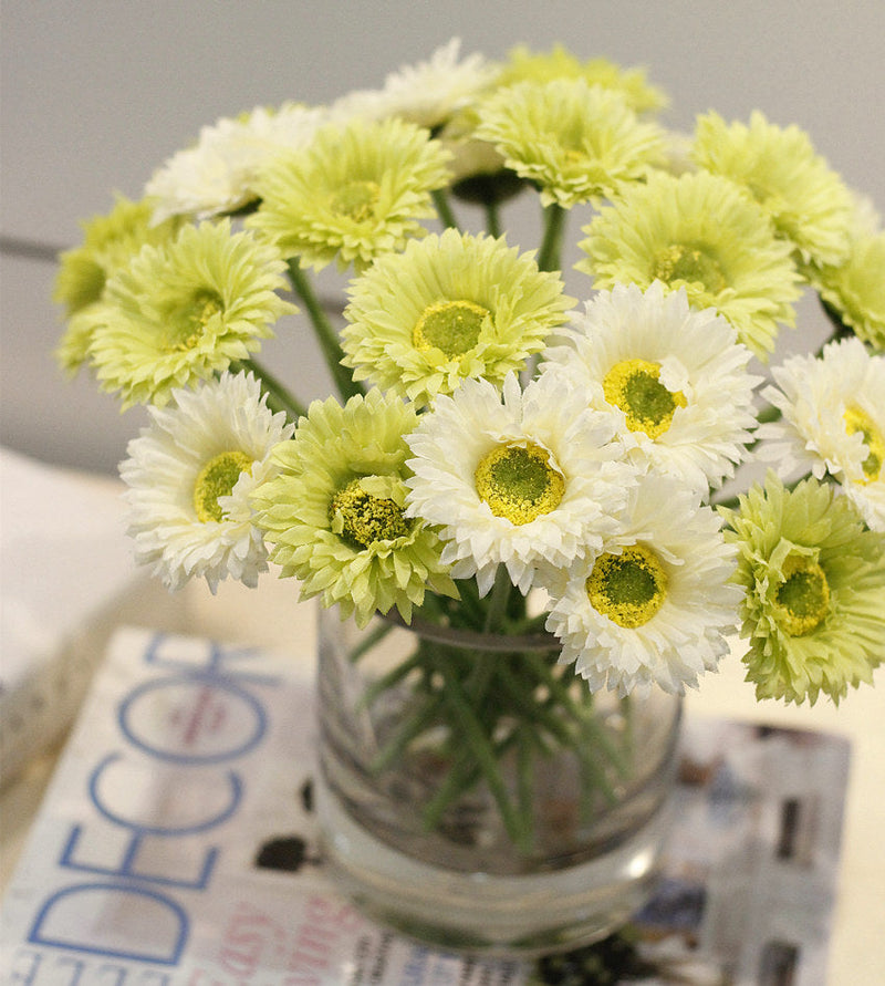 10 Pcs 7.8 Inch Artificial African Gerbera Daisy Stems Silk Flowers Bouquet