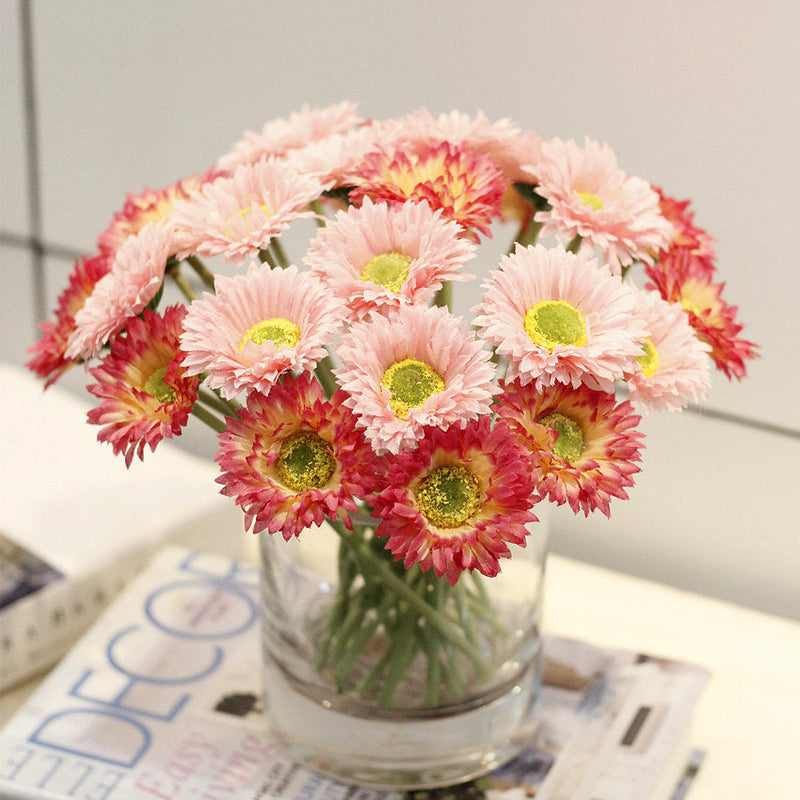 10 Pcs 7.8 Inch Artificial African Gerbera Daisy Stems Silk Flowers Bouquet