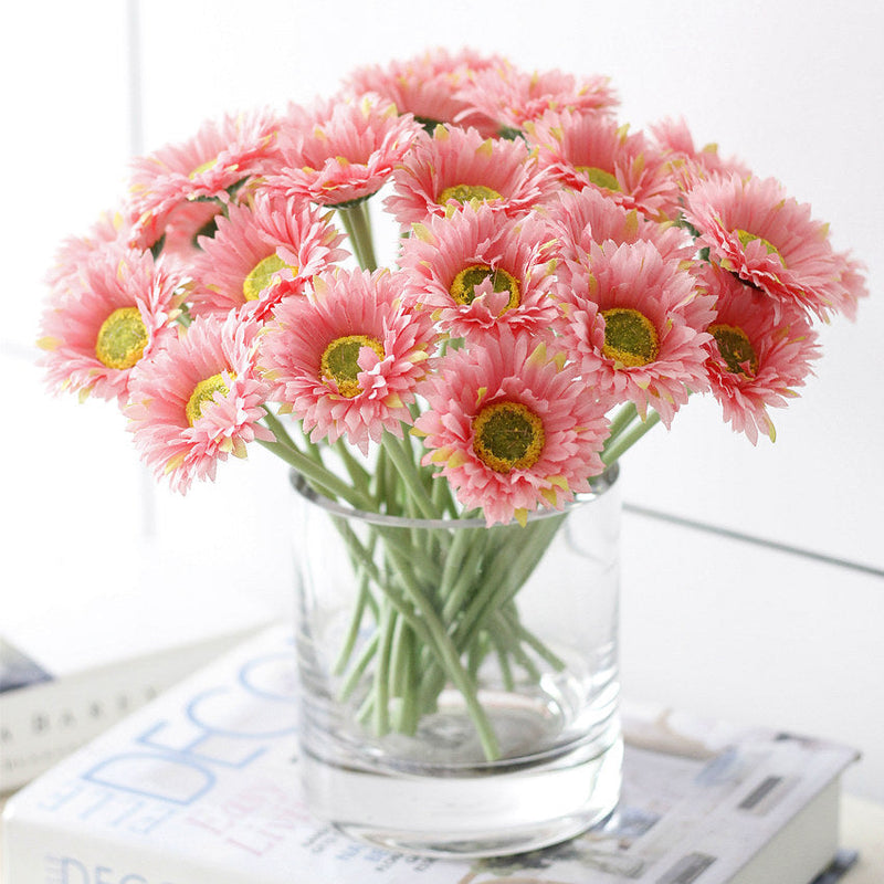 10 Pcs 7.8 Inch Artificial African Gerbera Daisy Stems Silk Flowers Bouquet