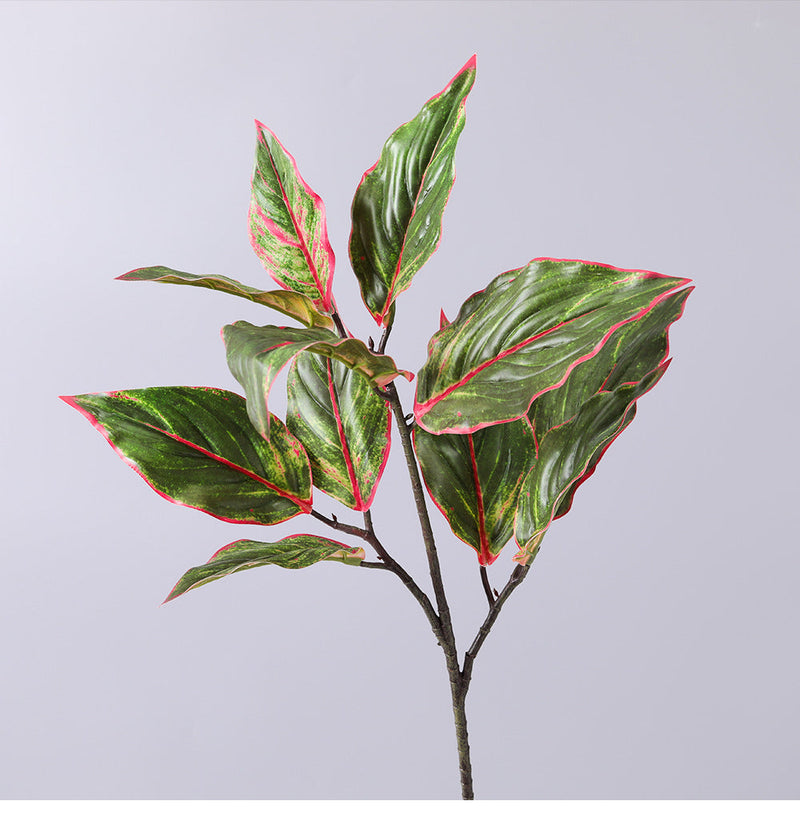 31 Inch Artificial Aglaonema Plant with Red Edge Siam Leaves, Bulk Wholesale Rohdea Calatheas Leaf