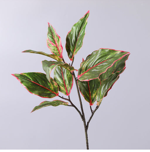 31 Inch Artificial Aglaonema Plant with Red Edge Siam Leaves, Bulk Wholesale Rohdea Calatheas Leaf