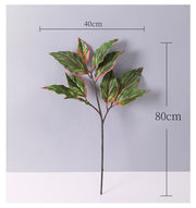 31 Inch Artificial Aglaonema Plant with Red Edge Siam Leaves, Bulk Wholesale Rohdea Calatheas Leaf