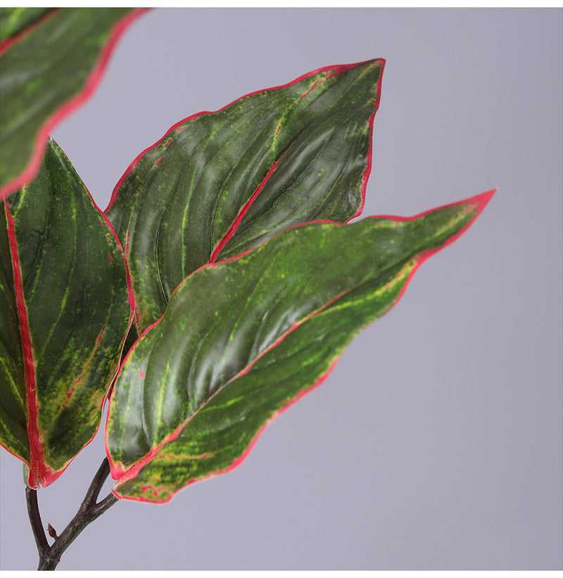 31 Inch Artificial Aglaonema Plant with Red Edge Siam Leaves, Bulk Wholesale Rohdea Calatheas Leaf