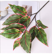 31 Inch Artificial Aglaonema Plant with Red Edge Siam Leaves, Bulk Wholesale Rohdea Calatheas Leaf