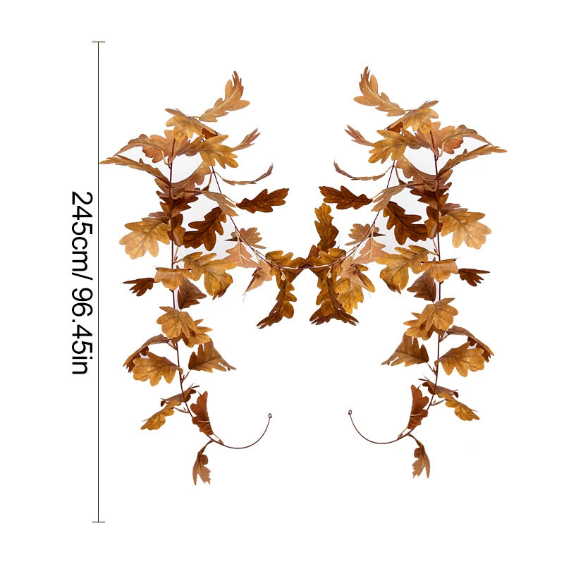 2PCS- 96.45 Inch Artificial Autumn Chrysanthemum Leaf Vine - Fake Garland for Halloween, Christmas Home & Window Decoration