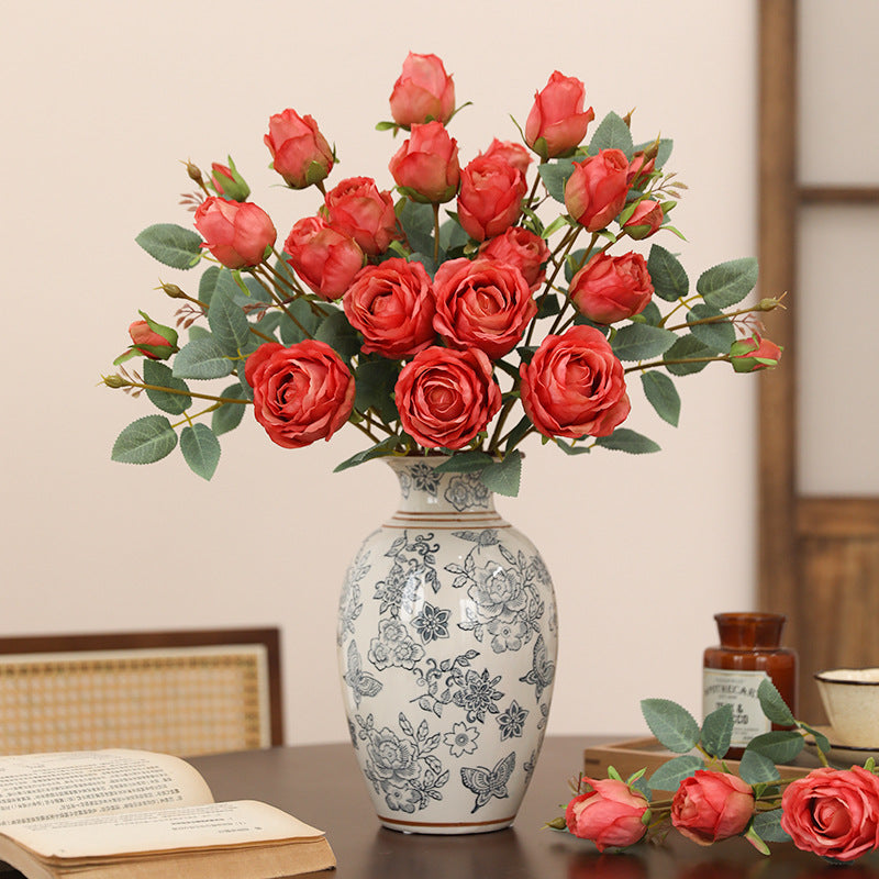 26.4 Inch Artificial Autumn Rose Stems Spray, 10 Pcs Realistic Fall Flowers for Thanksgiving Tabletop Wreath DIY Decor