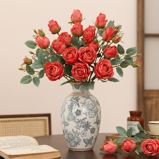 26.4 Inch Artificial Autumn Rose Stems Spray, 10 Pcs Realistic Fall Flowers for Thanksgiving Tabletop Wreath DIY Decor