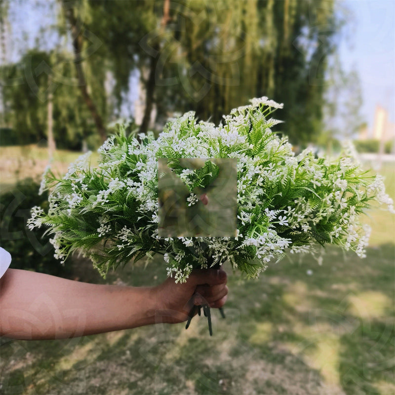 8 Pcs Artificial Baby's Breath Gypsophila Plants, UV Resistant, 12 Inch Shrubs for Hanging Planters, Indoor & Outdoor Decor