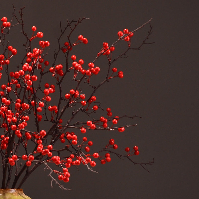 12 Pcs 35 Inch Artificial December Birth Flower Holy Berries Bouquet for Tall Vase