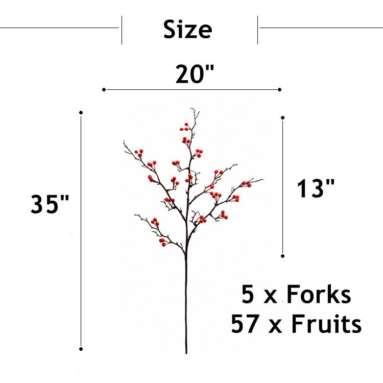 12 Pcs 35 Inch Artificial December Birth Flower Holy Berries Bouquet for Tall Vase
