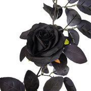 70 Inch Halloween Black Artificial Rose Leaf and Golden Berry Vine Garland, 1 Pc