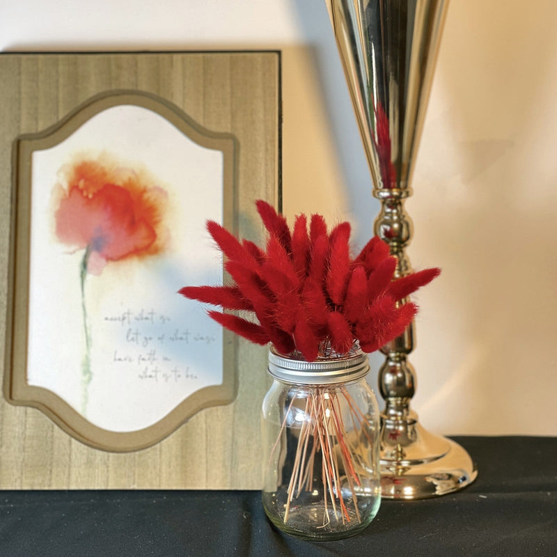 10 Pcs Artificial Bunny Tails Stems, Natural Beige, 12 Inch, Silk Grass for Boho Fall Wedding Table Centerpiece with Glass Vase