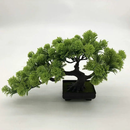 Artificial Bonsai Pine Tree, 15.7 Inch Faux Pine Plant for Living Room Decor, Tabletop Fake Greenery Sculpture