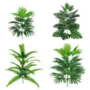 Large Artificial Palm Plant Leaves 10 Pcs 18 Inch Green Tropical Silk Foliage for Outdoor and Indoor Decor