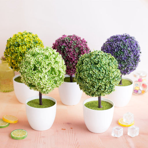 Artificial Boxwood Topiary Ball Tree 12 Inch UV Resistant Potted Shrubs Bulk Set